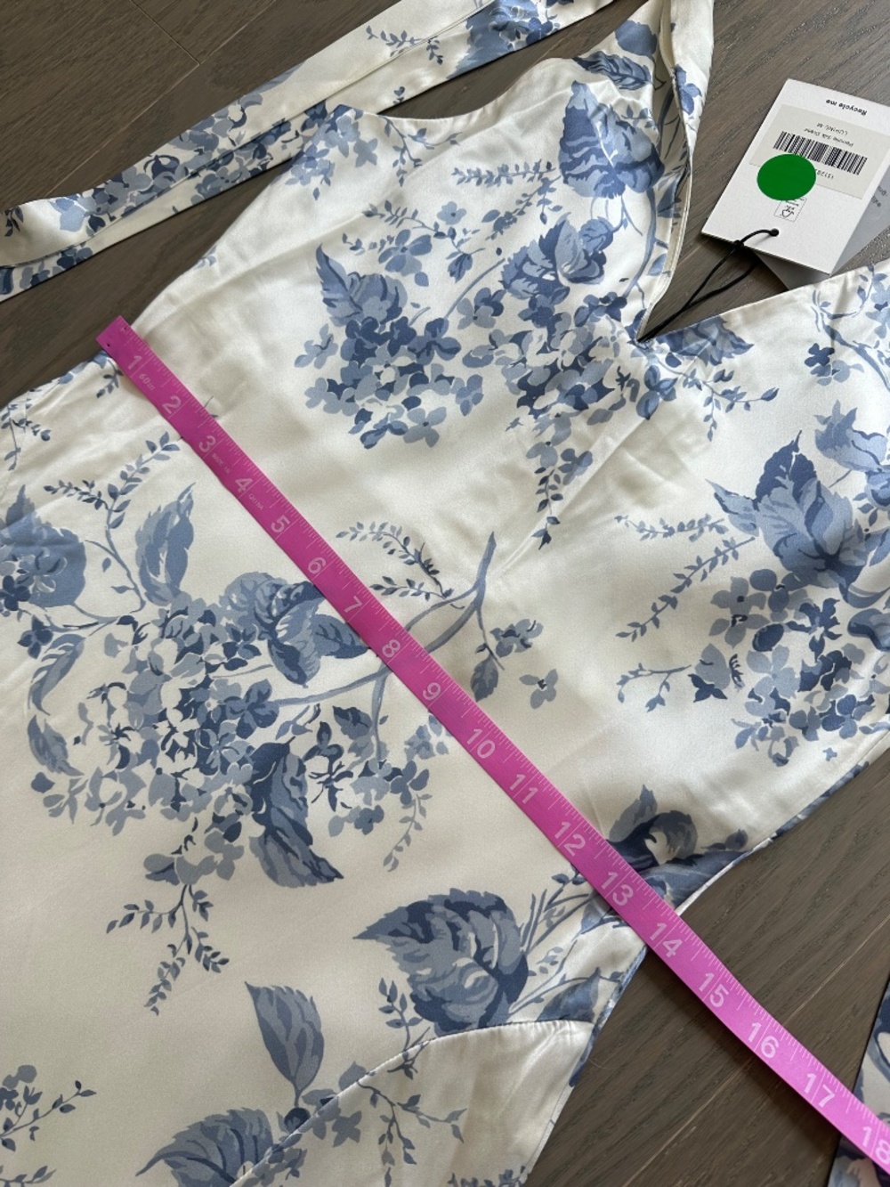 Reformation Pernille Blue White Floral Lupine Silk Maxi Dress Tie w/ Tags MEDIUM - Picture 8 of 9